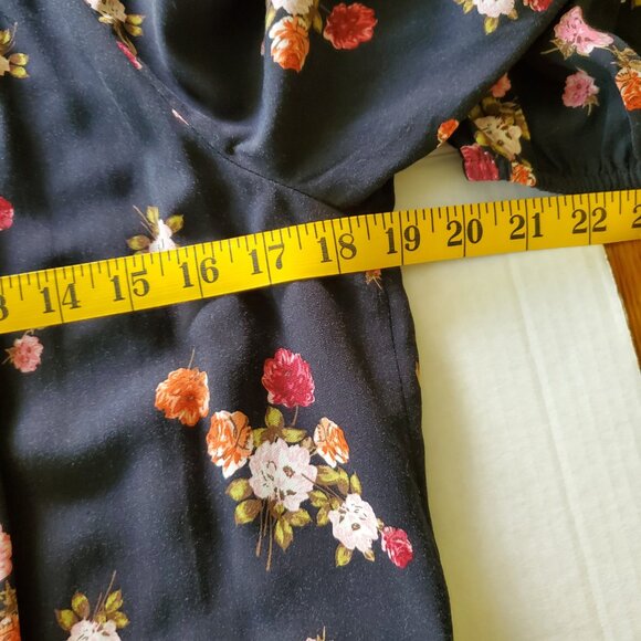 J Jill Prairie Farm Black Floral Button Up Midi Dress Medium - Picture 16 of 16
